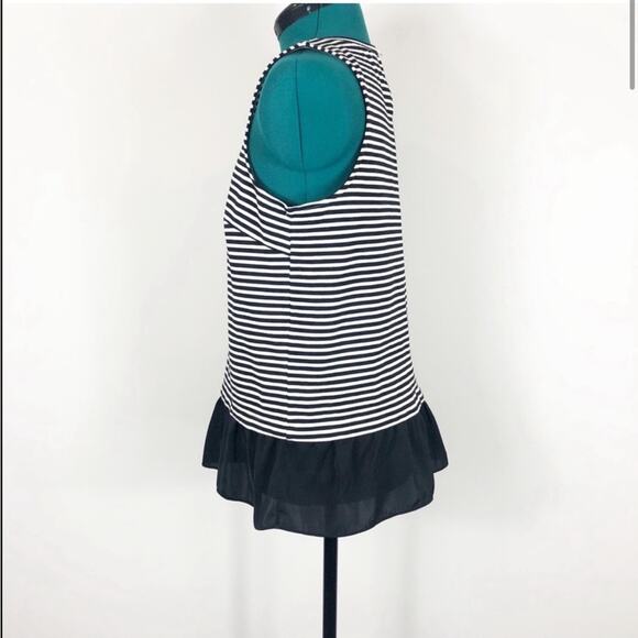 J crew white and navy striped top with flowy hem - Picture 2 of 5